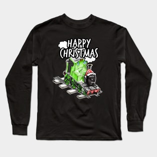 Happy Christmas Steam Train Railway Railroad Enthusiasts Snow Long Sleeve T-Shirt